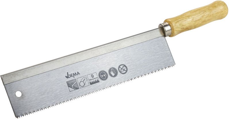 Dema - Feinsäge Handsäge gerade 250 mm mit Holzgriff Säge mit Rücken