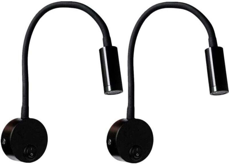 Thumbnail - 2 Stück 3 w schwarze Wandleselampen, verstellbare Schreibtischlampe mit flexiblem Hals, augenschonende LED-Nachttischlam...