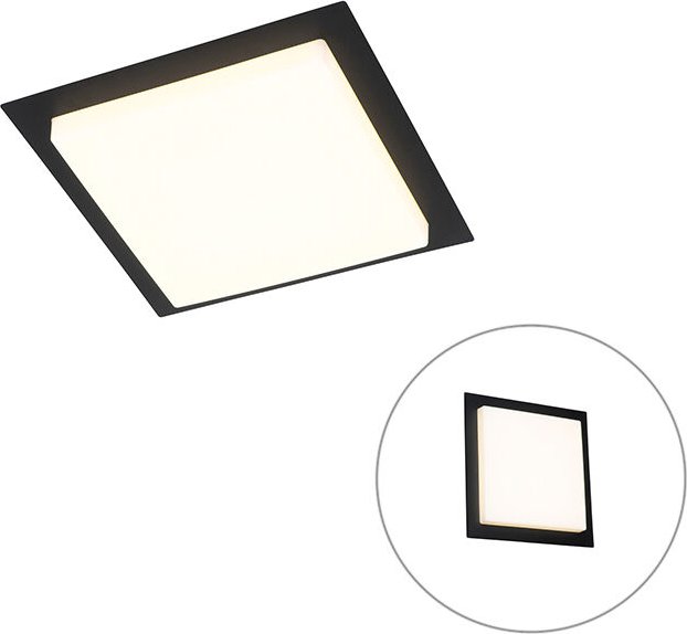 Moderne Deckenleuchte schwarzes Quadrat inkl. led IP44 - Lys
