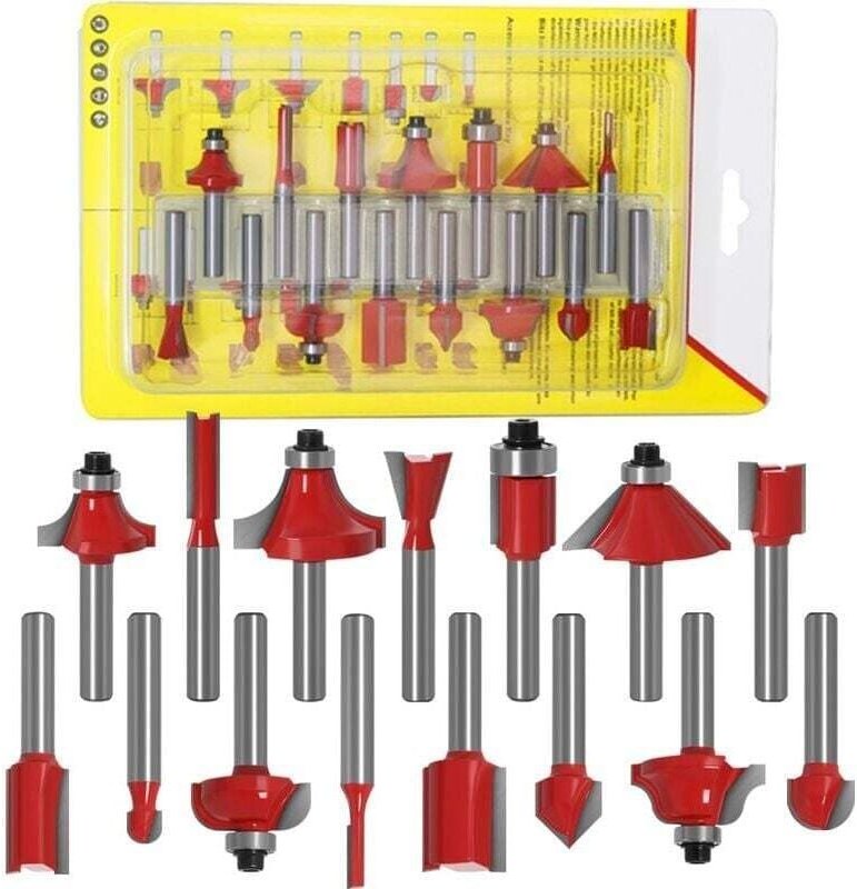 ZVD - Jeu de 15 fraises à défoncer, fraises en carbure de 6,35 mm, fraises à tige de 1/4 po, fraises pour le travail du ...