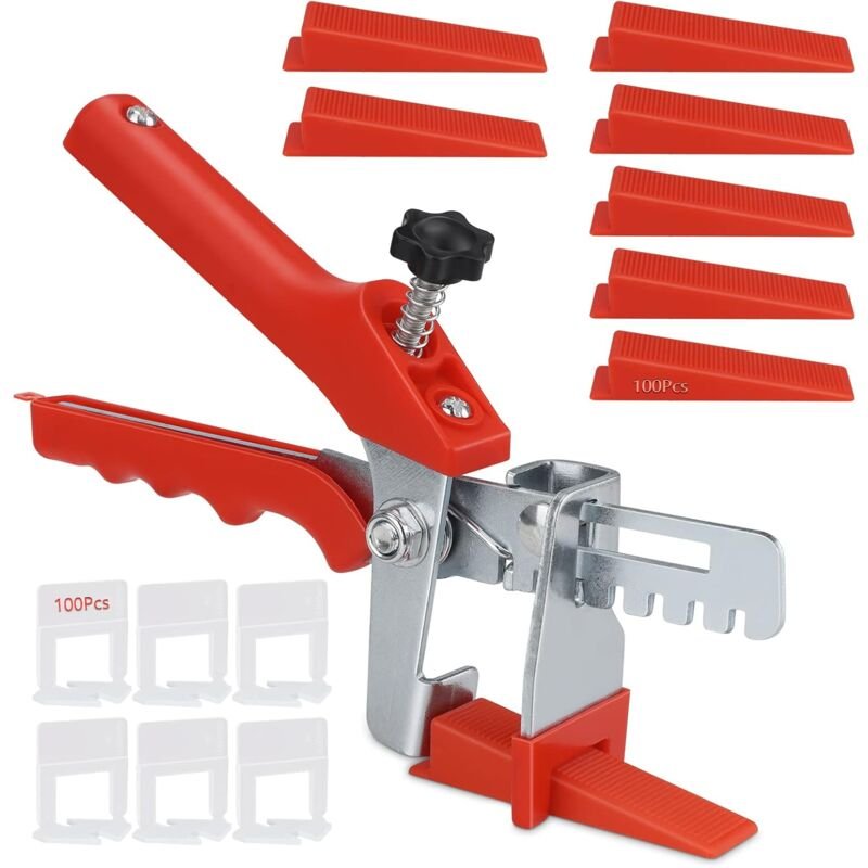 Fliesennivellierungssystem mit 1 Zange + 100 Keilen + 100 Clips. 3-mm-Fliesennivellierungsset, Fliesennivellierungswerkz...