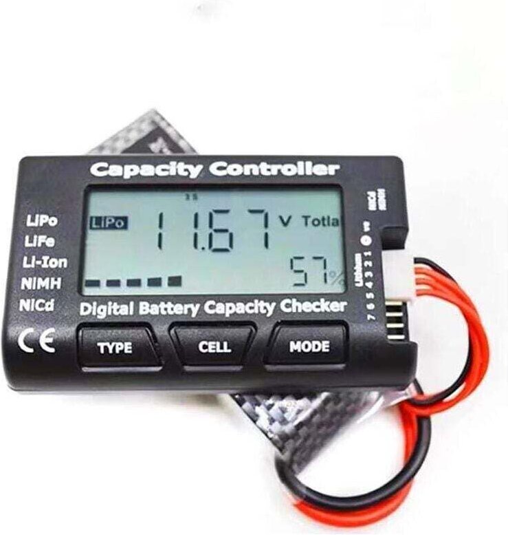 Digitaler Akku-Kapazitätstester, Akku-Kapazitäts- und Spannungsprüfer mit LCD-Bildschirm für LiPo-, NiMH- und Li-Ionen-A...