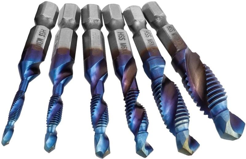 Sollbry - 6-teiliges Gewindebohrer-Set, Kegelgewindebohrer, Sechskantschaft, Gewindebohrer M3-M10, metrisches Gewinde,