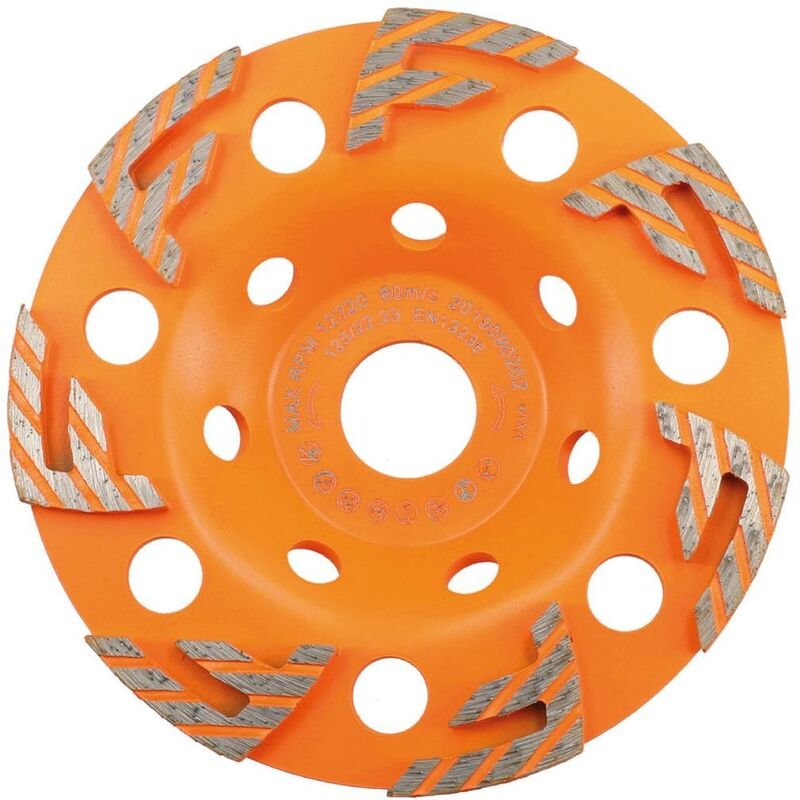 Btec - Diamantschleiftopf fast grinder 125x22,23mm Diamanttopfschleifer Schleifscheibe F-Segment Beton Estrich Granit - ...