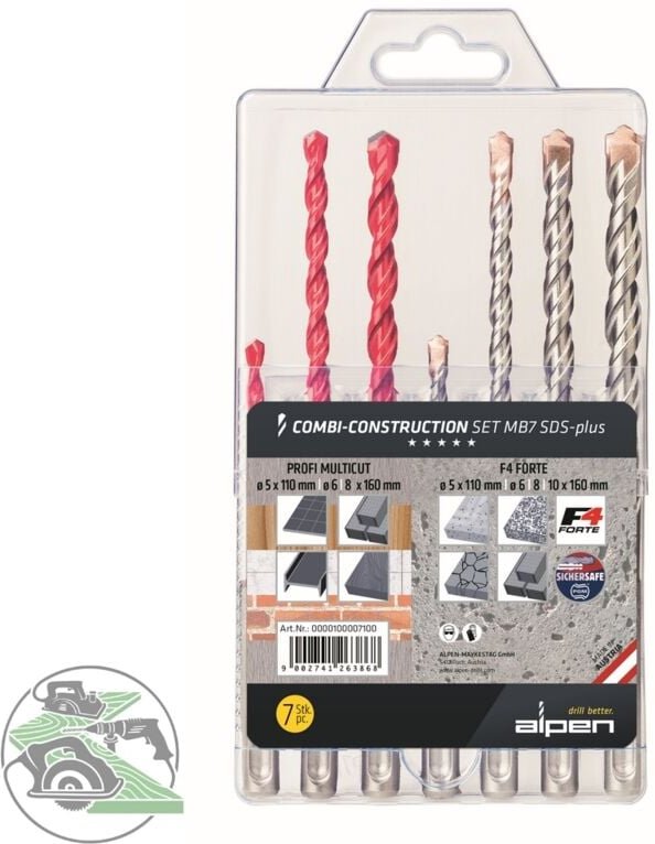 0000100007100 SDS-plus mb 7 7teilig Universal-Bohrersortiment - Alpen