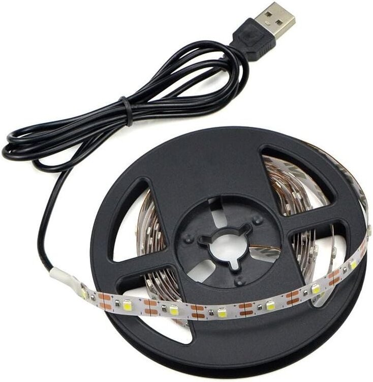 Ersandy - USB-LED-Leuchten, 5 v, 5 Meter, 300 LEDs, kaltweiße LED-Streifen mit USB-Kabel, Hintergrundbeleuchtung für TV-...
