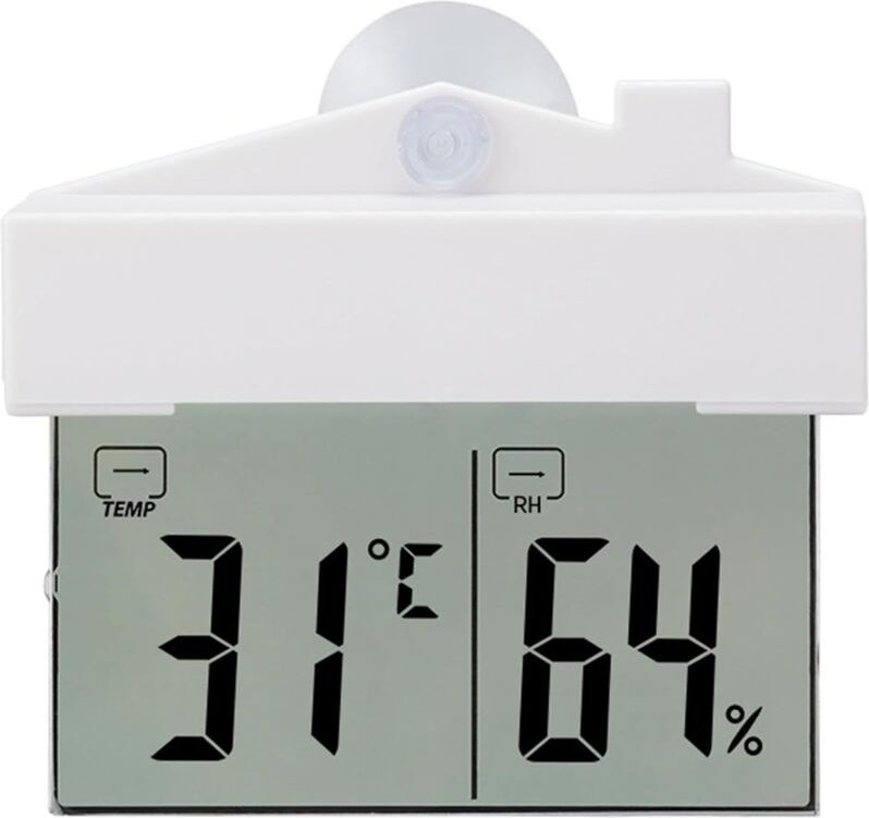 Digitales Fensterthermometer, Hygrometer/Feuchtigkeitsthermometer für Innen und Außen mit LCD-Anzeige, Temperatur- und F...