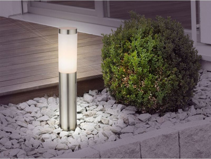 Led Sockelleuchte aus Edelstahl in Silber, Höhe 45cm