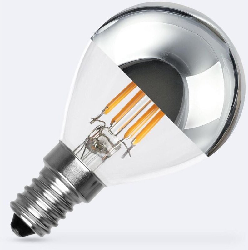 Efectoled - LED-Glühbirne Filament E14 4W 400 lm G45 Chrome Reflect No Flicker 2200K Superwarm