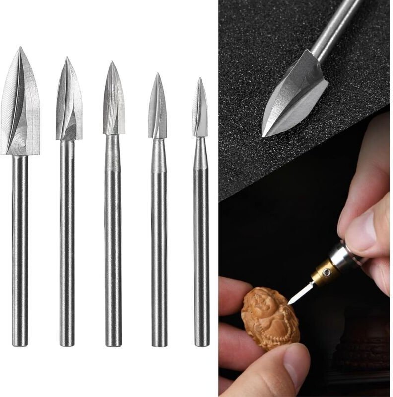 Set mit 5 HSS-Gravierbohrern, Holzbearbeitungs- und Bastelwerkzeugen, Holzbearbeitungswerkzeug mit 1/8-Zoll-Schaft, Univ...