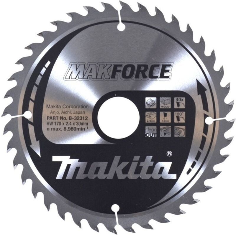 Kreissägeblatt makforce 170/30 mm, 40 Zähne, 1,5 mm, Holz - Makita