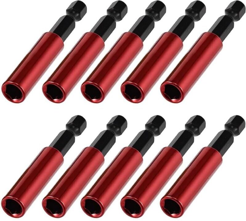 10 Stück 60 mm lange magnetische Bithalter, S2-Stahl-Schlagschrauber-Bithalter, Schraubendreher-Verlängerung 1/4 Zoll Se...