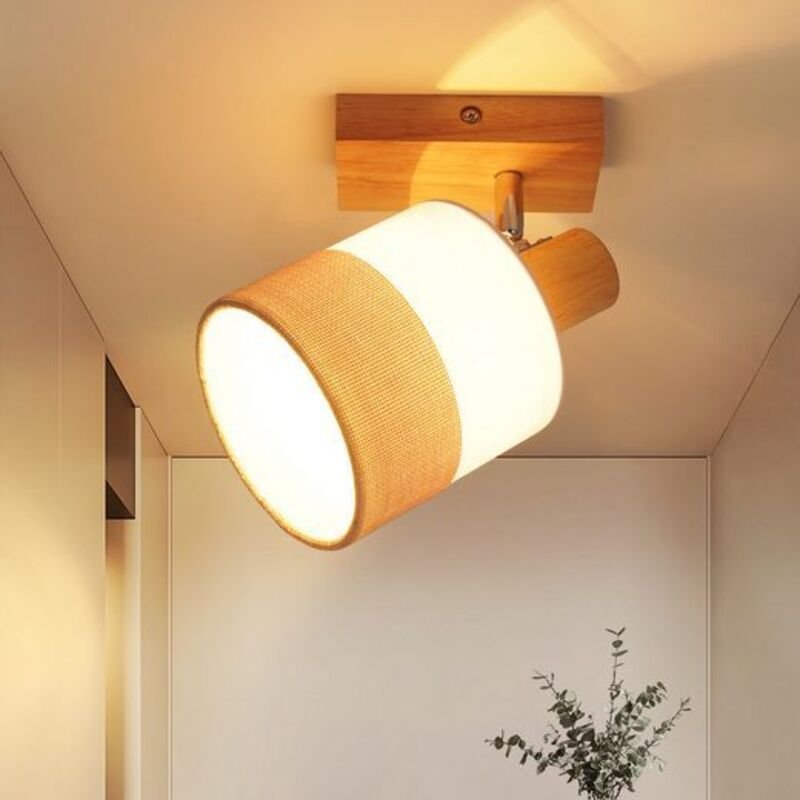 ZMH - gbly led Deckenstrahler 1 Flammig Flurlampe - Deckenleuchte Holz Deckenlampe E14 Vintage Schwenkbar 350° Retro Dec...