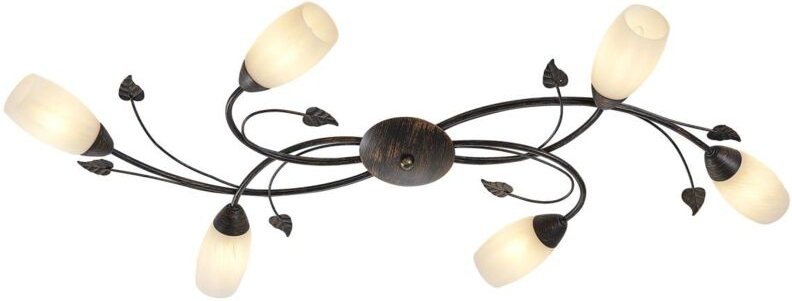 Nowa - Deckenlampe Deckenleuchte Wohnzimmerlampe Blätter rost Glas alabaster b 106 cm