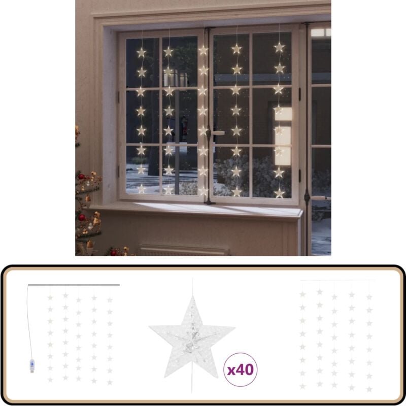 Led Sternenvorhang Lichterkette 200 led Warmweiß 8 Funktionen - led Sternenvorhang - Lichterketten - Weihnachtsdeko - Ou...