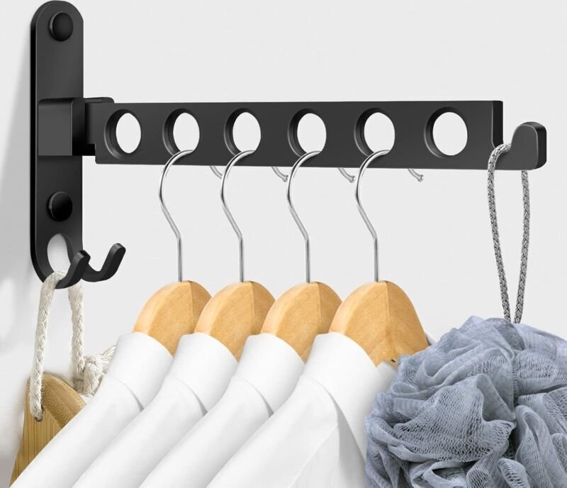 Wandmontierter Wäscheständer, Wandmontierter Kleiderbügel, Klappbarer Wäschetrockner mit 90°-Drehung für Balkon, Badezim...