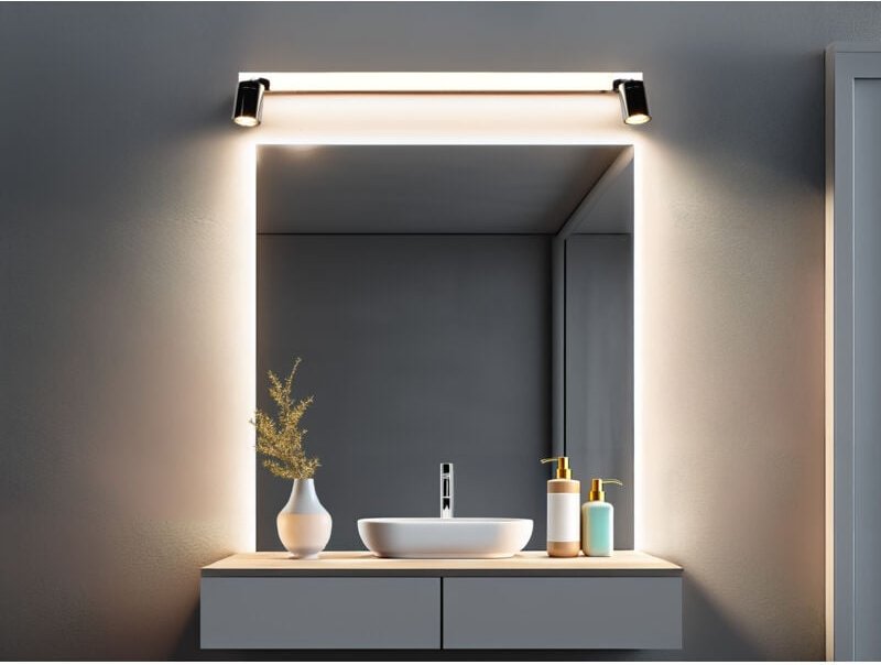 Led Bad Spiegelleuchte enrico mit 2 Strahlern & Schalter, Chrom b: 90cm