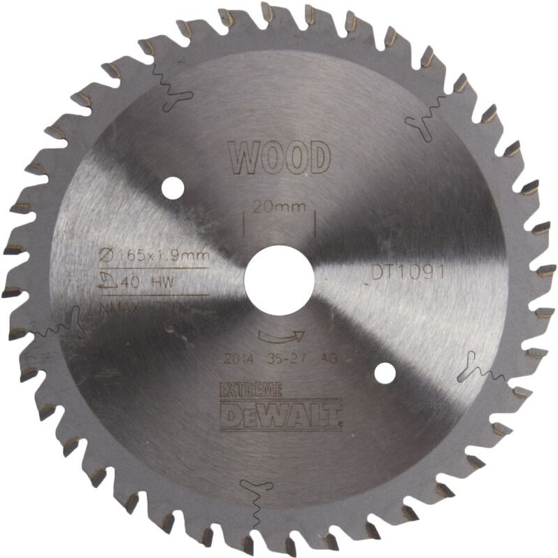 Thumbnail - Zubehör - Sägeblatt Holz 165x20 mm, 40 Zähne DT1091 - Dewalt