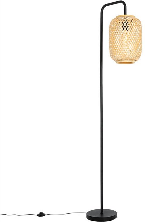 Orientalische Stehleuchte schwarz mit Bambus - Yvonne