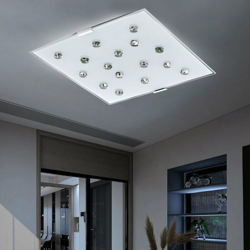 Etc-shop - led Deckenleuchte Wohnzimmer Deckenlampe Glas satiniert Schlafzimmer Deckenleuchte Stahl weiß, mit klaren Gla...