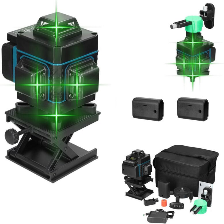 Decdeal - Laser-Nivelliergerät mit 16 Linien, 3°, selbstnivellierende Funktion, Nivelliergerät, omnidirektionaler Boden-...