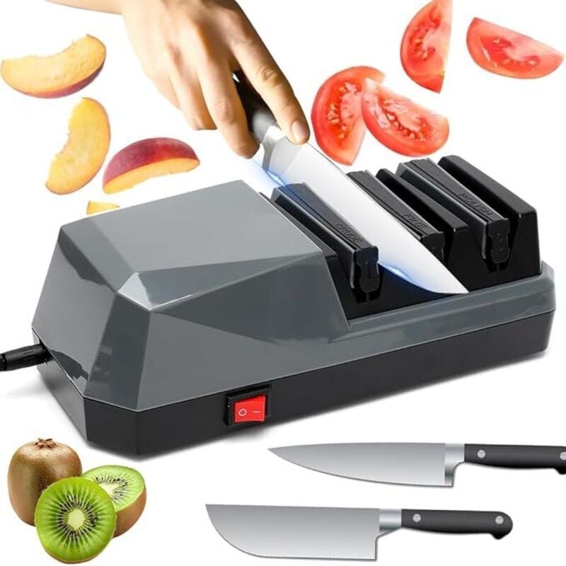 Elektrischer Messerschärfer, 3-stufige Schärfen Diamant Profi Küchenmesser Messerschleifer Messer Schleifgerät Diamant f...