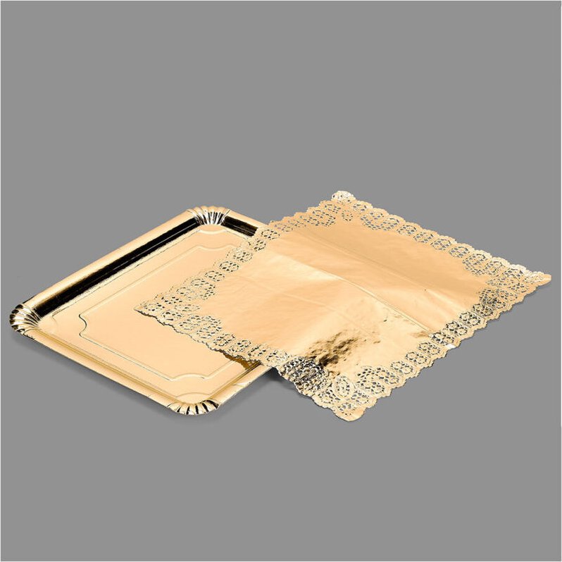 EDM - Rechteckiges Tablett mit Goldspitze, 31x38cm, Beutel mit 1 77185