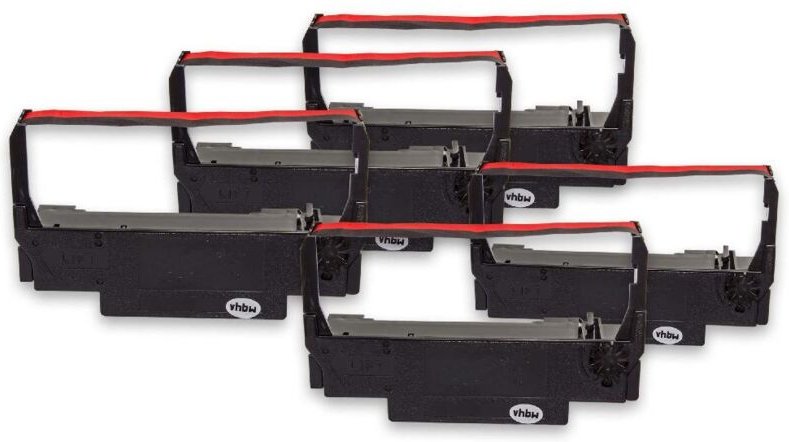 vhbw 5x Farbband Schriftband kompatibel mit ADS F 14, 4008 Nadeldrucker, Bondrucker - Schwarz, Rot