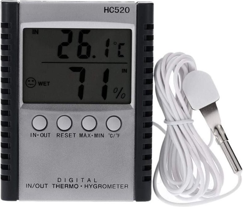 LCD-Digital-Thermometer für Innen- und Außentemperatur, Hygrometer, Feuchtigkeitsmessung, digitale Anzeige von C/F Max./...