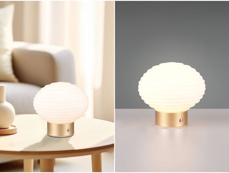 Thumbnail - Reality Leuchten - Retro Akku Tischleuchte earl mit Glas Lampenschirm Weiß, Höhe 14cm