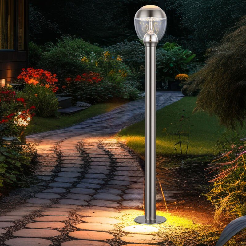 Außenleuchte Stehlampe Standleuchte Garten Edelstahl Sockelleuchte Außen, IP44, 1x led 11W 750Lm warmweiß, DxH 15x99 cm
