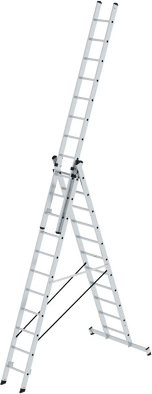 Günzburger - Steigtechnik Mehrzweckleiter 3tlg. mit nivello-Traverse 3 x 11 Sprossen - 011109