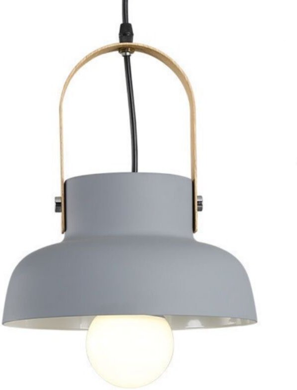 E27 Modern Hängeleuchte Schwarz Pendelleuchte Lampenschirm Kreative Metall Holz Deckenleuchte Grau