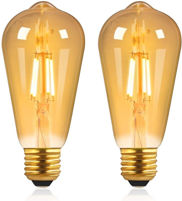 Dimmbare Vintage-Edison-LED-Glühbirne, ST64, Warmweiß 2700 K, 220 V, 4 W, entspricht 40 W, bernsteinfarbener E27-Schraub...