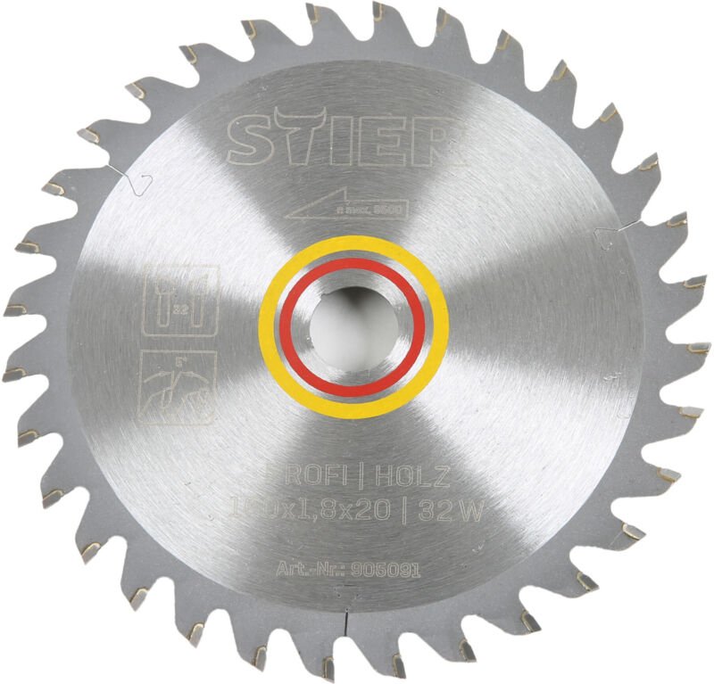 Kreissägeblatt Profi Holz, 160 x 1,8 x 20mm, 5° Spanwinkel, 32 gehärtete Zähne, Wechselzahn - Stier