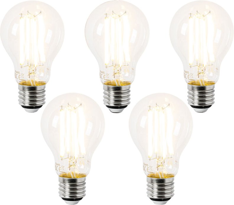 5er Set E27 LED-Glühbirnen A60 Klar 3,8W 806lm 2700K