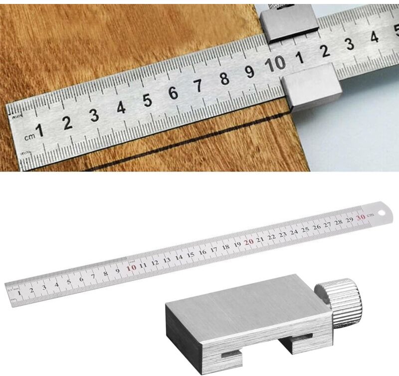 30 cm Edelstahl-Anschlaglineal – Markierungswerkzeug für Holzbearbeitung, Heimwerken und Bastelarbeiten
