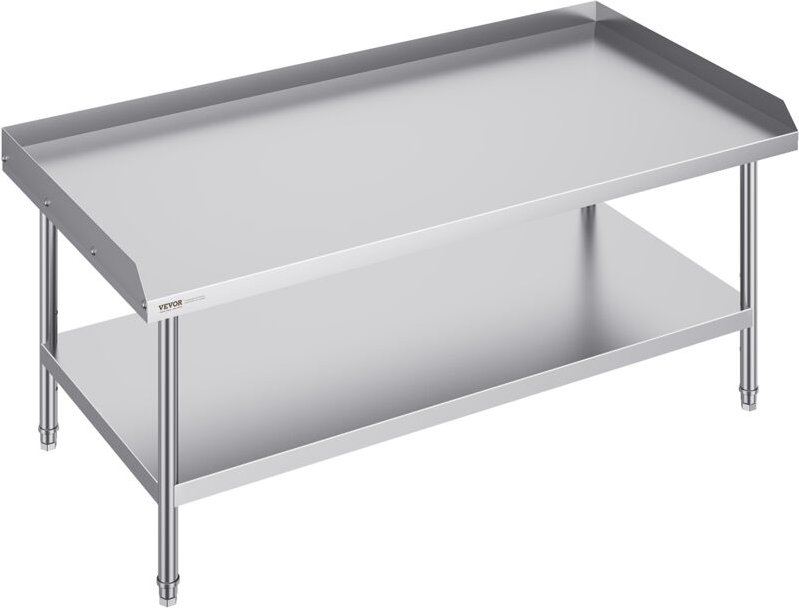 Arbeitstisch Edelstahl, gewerblicher Arbeitstisch zur Lebensmittelzubereitung, 3-seitiger Spritzschutz, Arbeitstisch mit...