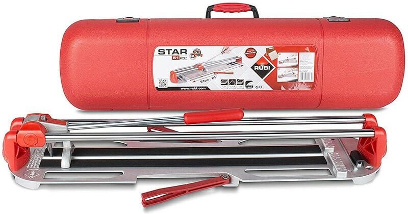 Rubi - Manueller Fliesenschneider, Schnittlänge 51 cm, Schrägschnitt 36x36 cm mit Etui - STAR-51