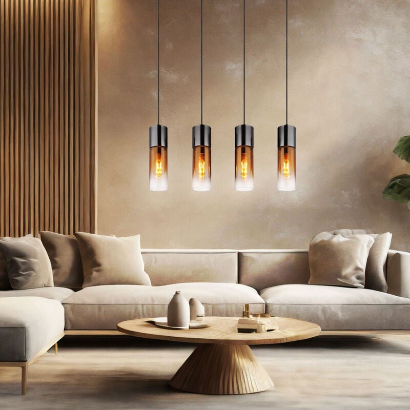 Hängeleuchte Pendellampe Esszimmerleuchte Küchenlampe 4 flammig Glas h 156 cm