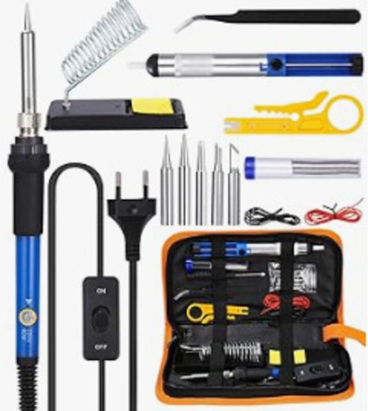 60-W-Lötkolben-Set mit austauschbarem Lötkolbenkopf, Ständer, Lötrohr, Lötdraht, 15-in-1-Lötpistole mit einstellbarer Te...
