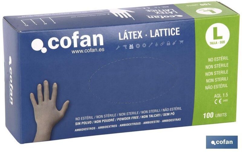 Schachtel mit 100 Stück puderfreien Latexhandschuhen t - xl