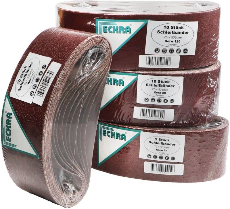 Eckra Schleifband 75x533 mm 35 Schleifbänder Mix Sortiment Korn 24-40-80-120