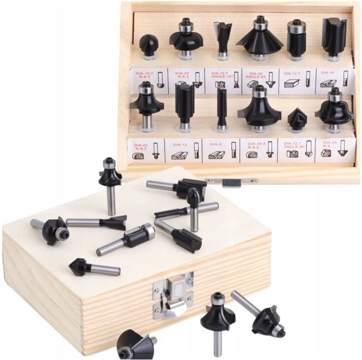 Thumbnail - 12x HOLZFRÄSER 8mm Schaft für Oberfräsen IM KOFFER
