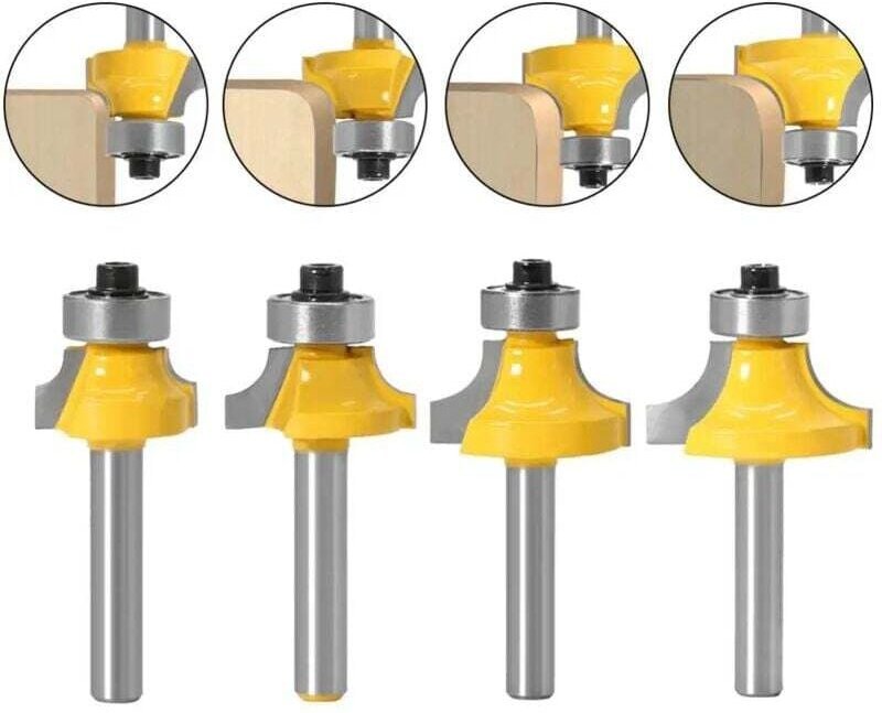 1/4-Zoll-Schaft-Abrundfräser, Wolframkarbid-Schaftfräser mit Lager für Holzbearbeitungswerkzeuge - Aiperq