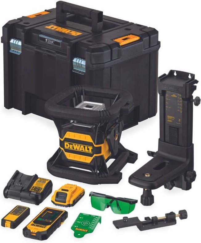 Dewalt - Werkzeuge - 18V Akku-Rotationslaser, Reichweite 600 m, mit Zubehör, 1x Akku 2,0 Ah xr, Ladegerät DCE080D1GS
