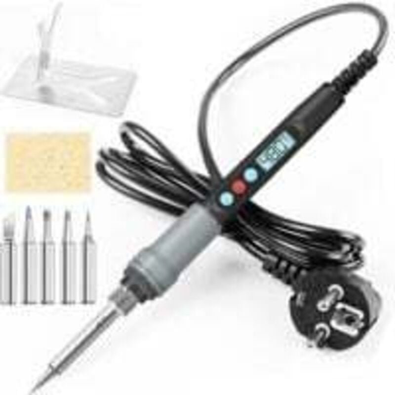 90W Kit de Soudage Électrique de Précision avec Interrupteur on/off Temperature Réglable 200480℃ 5 Pointe de Soudage, Fi...