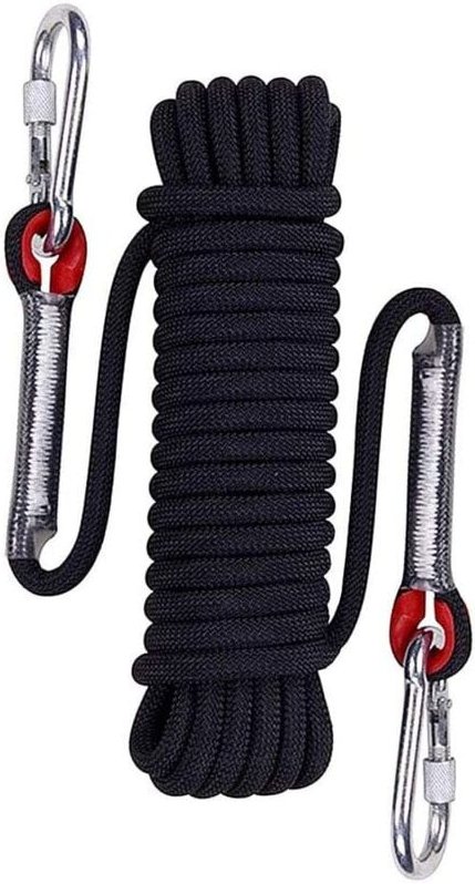 Outdoor-Kletterseil, Outdoor-Kletterseil, schwarzes geflochtenes Nylon-Sicherheitsseil, 15 m