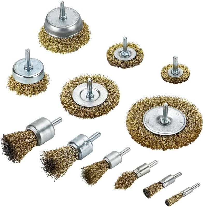 Thumbnail - Drahtbürsten für Bohrmaschinen, Messingdrahtbürsten, Metallpolierbürsten mit Schaftbürste entfernen Rost und Farbe - T-f...