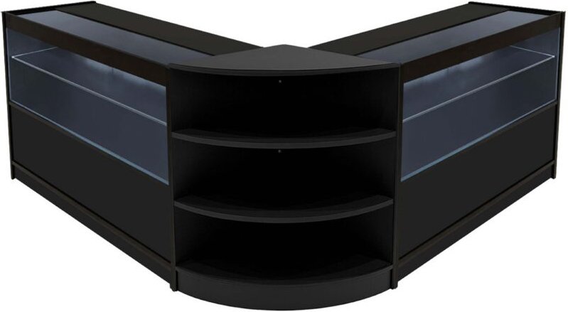 Schwarzes Verkaufstheken-Set Andromeda LED-Beleuchtung C1200 LM60 Abschließbare